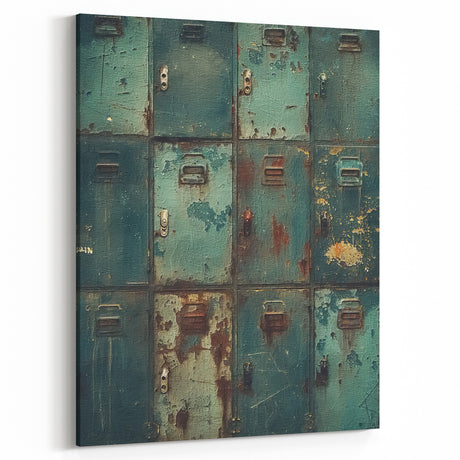 Rustic Industrial Wall Art - Vintage Locker Scene Farmhouse Decor