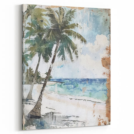 Farmhouse Art – Vintage Tropical Palm Trees for Rustic Wall Decor