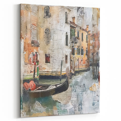 Rustic Wall Art – Venetian Canal Gondola for Farmhouse Vintage Decor
