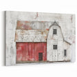 Rustic Red Barn Wall Art - Vintage Farmhouse Canvas with Weathered Charm