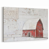 Farmhouse Winter Barn Wall Art - Rustic Red Barn in Snowy Landscape Print