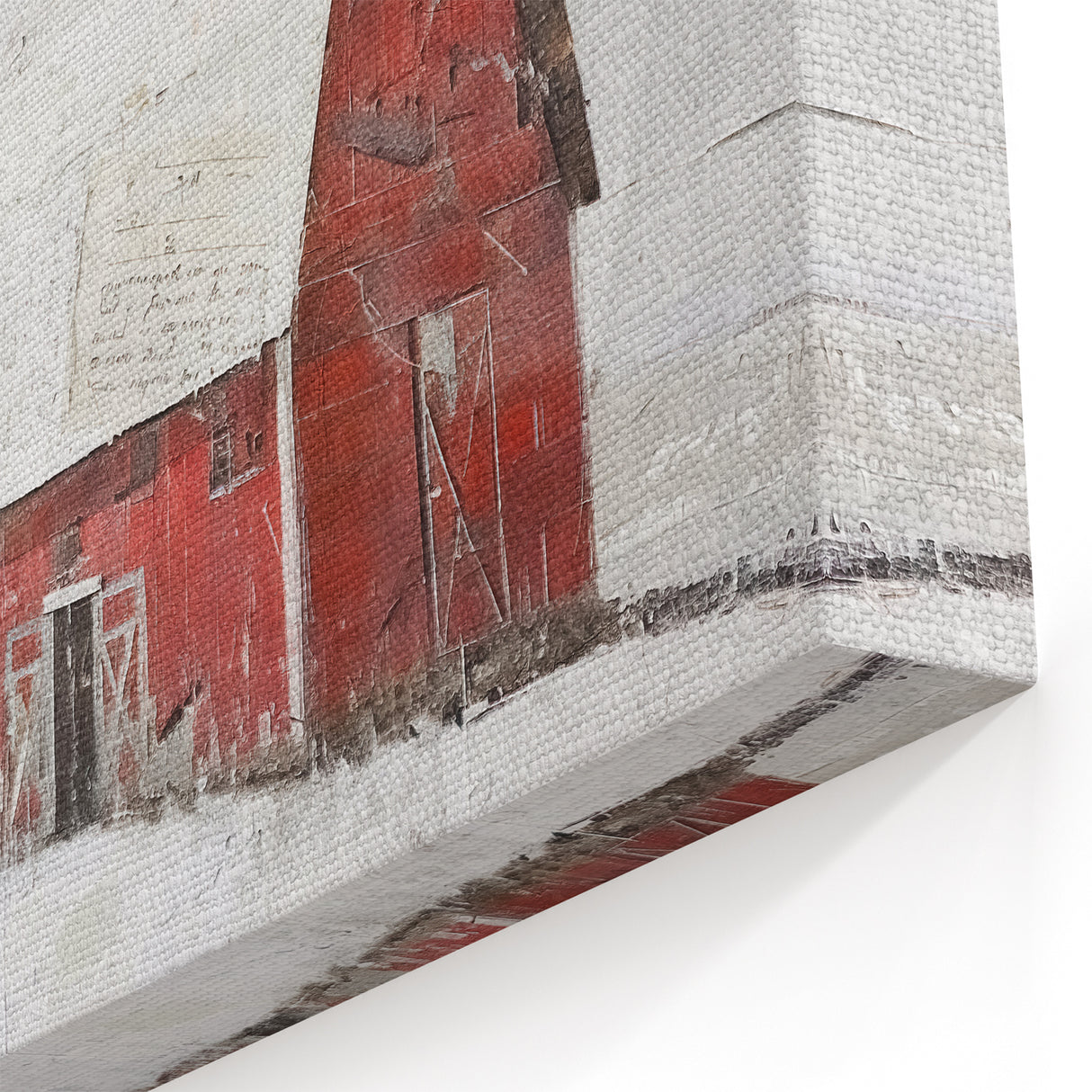 Farmhouse Winter Barn Wall Art - Rustic Red Barn in Snowy Landscape Print