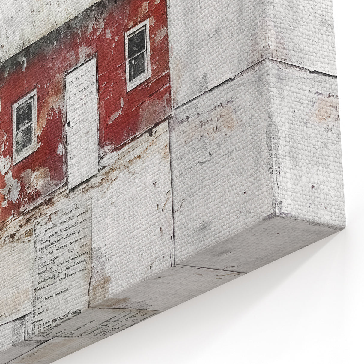 Red Barn in Winter Landscape - Rustic Farmhouse Wall Art Canvas Print
