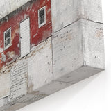Red Barn in Winter Landscape - Rustic Farmhouse Wall Art Canvas Print