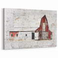 Vintage Red Barn Wall Art - Rustic Farmhouse Canvas with Weathered Charm