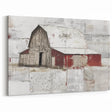 Weathered Red Barn Wall Art - Vintage Farmhouse Canvas with Rustic Charm