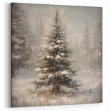 Holiday Wall Decorations - Snowy Pine Tree Print Christmas Framed Art
