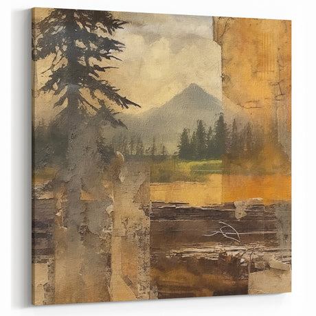 Rustic Mountain Landscape Wall Art – Vintage Farmhouse Decor