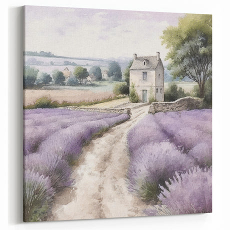 Rustic Farmhouse Decor – Countryside Lavender Fields Wall Art Print