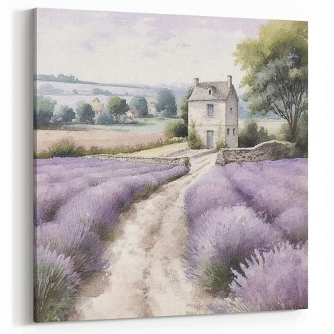 Rustic Farmhouse Decor – Countryside Lavender Fields Wall Art Print