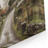 Rustic Village Scene – Countryside Cottages with Path Wall Art Print