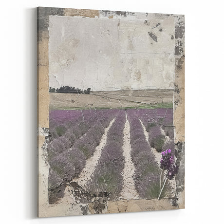 Lavender Field Wall Art – Rustic Farmhouse Decor for Vintage Charm