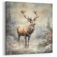 Seasonal Wall Art - Majestic Elk Winter Scene Christmas Framed Art