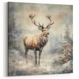 Seasonal Wall Art - Majestic Elk Winter Scene Christmas Framed Art