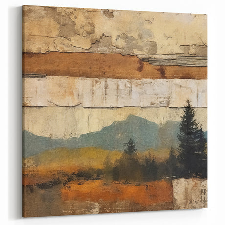 Abstract Rustic Landscape Wall Art – Vintage Farmhouse Decor