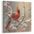 Seasonal Wall Art - Vibrant Cardinal Bird on Snowy Branch Holiday Print