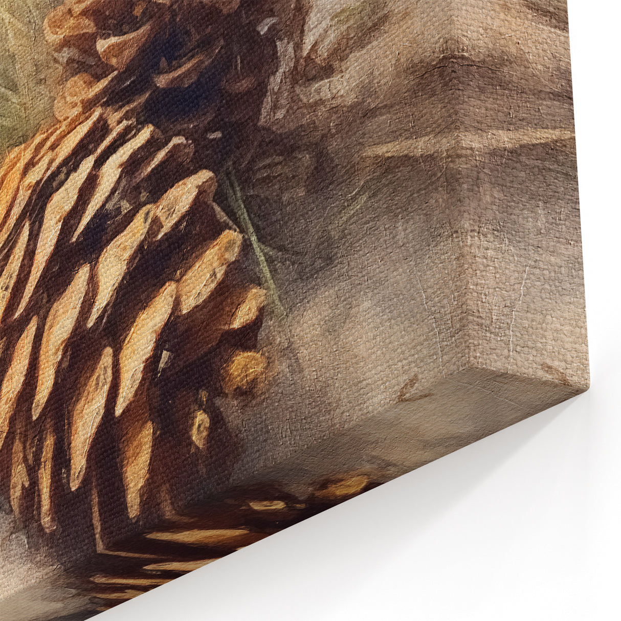 Festive Canvas Art - Rustic Pinecones Winter Scene Holiday Wall Print