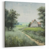 Countryside Wall Art – Serene Path to a Farmhouse with Lush Fields