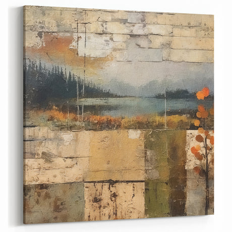 Rustic Landscape Wall Art - Vintage Nature Scene Farmhouse Decor