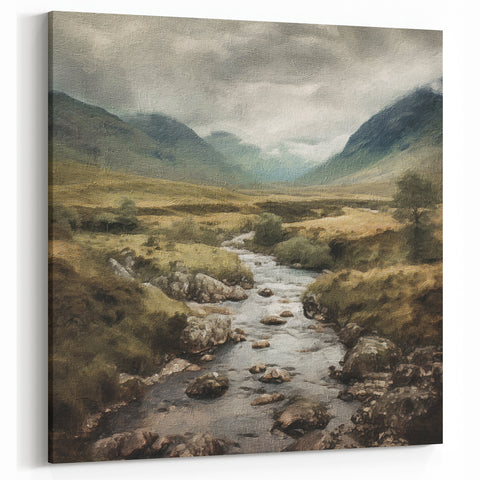 Tranquil River Landscape – Scenic Valley with Peaceful Stream Print