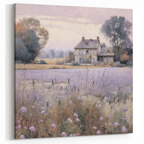 Lavender Fields with Rustic House – Vintage Countryside Wall Art