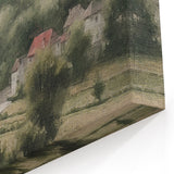 Countryside View from Hillside – Pastoral Landscape with Red Roofs Art