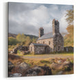 Stone Cottage in Sunlight – Rustic Countryside Wall Art Print