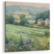 Tranquil Green Countryside Wall Art - Rolling Fields with Farmhouse