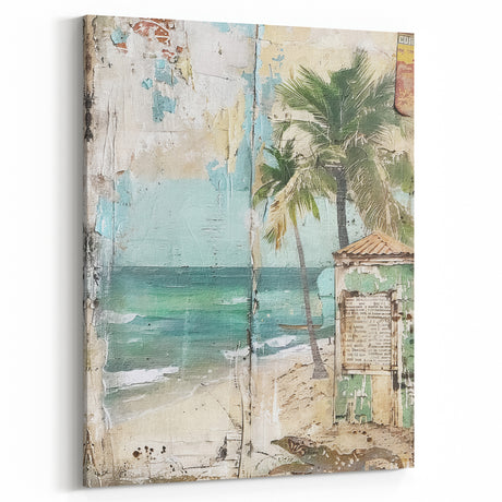 Rustic Beach View Wall Art - Coastal Farmhouse Decor Vintage Print