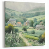 Quaint Village in Rolling Hills – Peaceful Countryside Wall Art Print