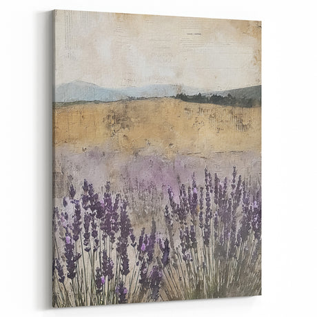 Rustic Lavender Field Wall Art - Vintage Farmhouse Nature Print