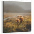 Highland Cattle in Misty Landscape – Rustic Countryside Wall Art