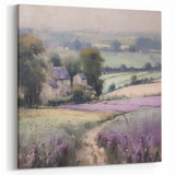 Peaceful Rural Countryside Wall Art - Lavender Fields in Farmhouse