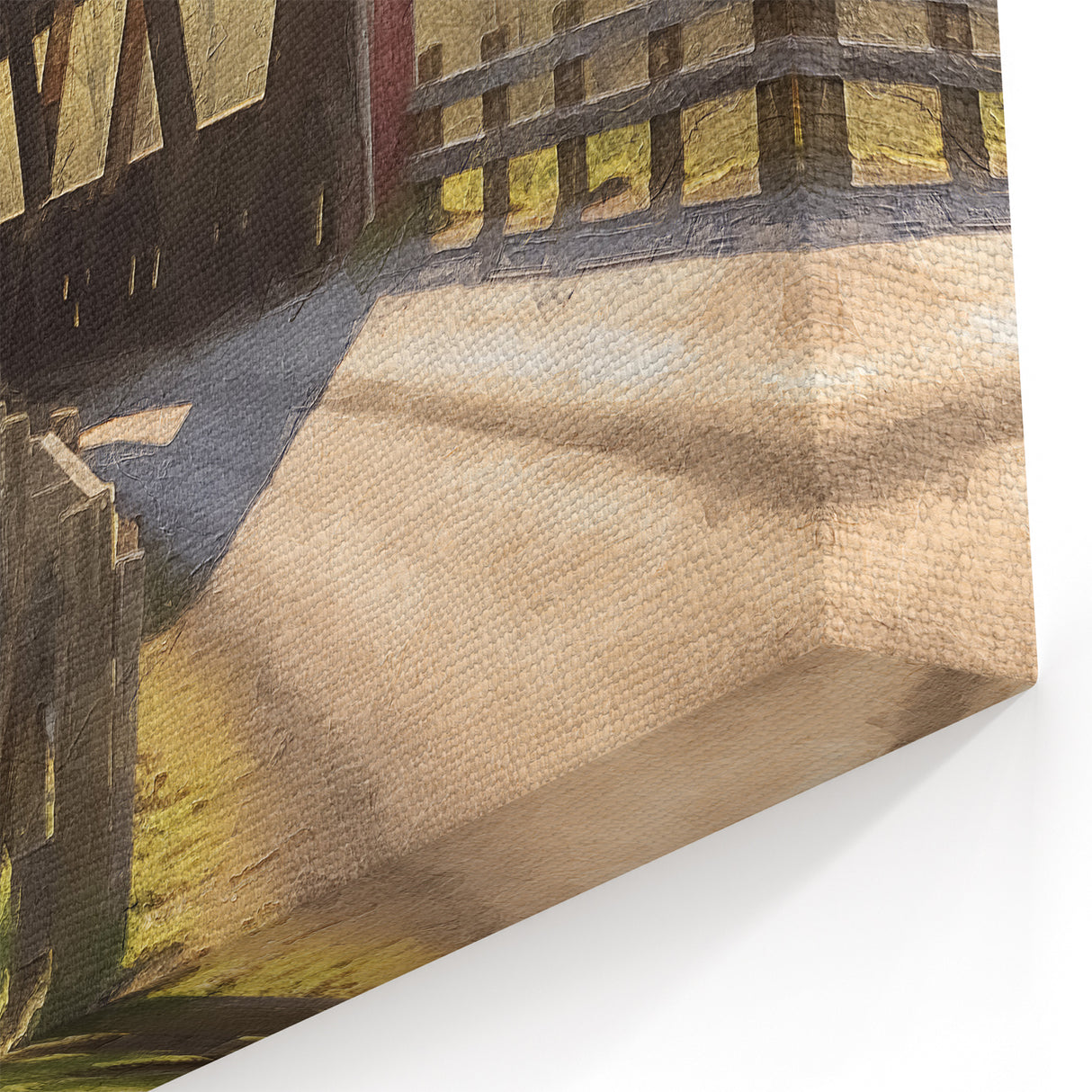 Red Covered Bridge Print - Vintage Architecture Scenic Canvas Art