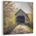 Historic Covered Bridge Art - Scenic Vintage Landscape Canvas Print