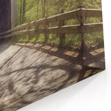 Charming Bridge Canvas Print - Rustic Forest Pathway Vintage Wall Art
