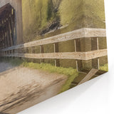 Rustic Covered Bridge Art - Scenic Woodland Path Canvas Wall Decor