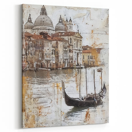 Venetian Gondola Wall Art - Vintage Rustic Decor Italian Print