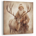 Elegant Holiday Wall Art-Santa with Reindeer Holiday Decor Print