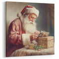 Holiday Decor Prints - Santa Wrapping Gifts Festive Canvas Art
