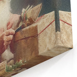 Holiday Decor Prints - Santa Wrapping Gifts Festive Canvas Art