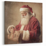 Christmas Acrylic Prints - Santa with Gift Holiday Wall Decoration