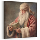 Christmas Framed Art - Santa with Gift Box Seasonal Wall Decoration
