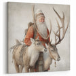 Seasonal Wall Art - Santa with Reindeer Winter Scene Holiday Print