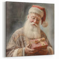 Holiday Decor Prints - Santa with Wrapped Gift Festive Christmas Art