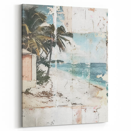 Tropical Beach Rustic Wall Art - Coastal Farmhouse Decor Vintage-Inspired