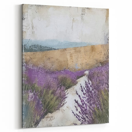 Lavender Field Rustic Wall Art - Farmhouse Decor Vintage-Inspired Print