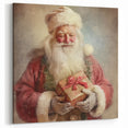 Christmas Wall Art - Santa with Festive Gift Holiday Canvas Print