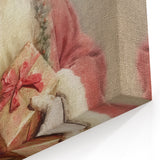 Christmas Wall Art - Santa with Festive Gift Holiday Canvas Print