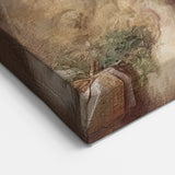 Festive Canvas Art - Santa Wrapping Large Gift Christmas Wall Decor